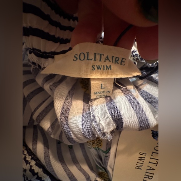 NWT Solitaire Swim Coverup Pants Pineapple and Stripes Pom Poms Drawstring Waist - Picture 8 of 12